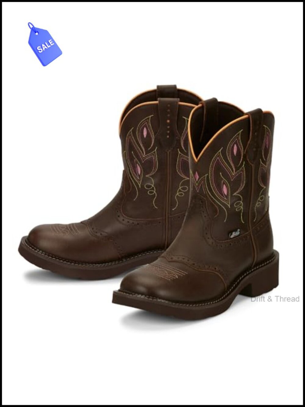 Women's Gemma Round Toe Western Boot Durable Leather Slip-On